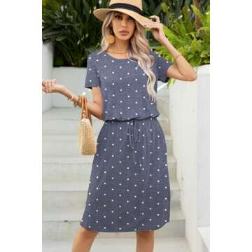 Levaca Women's Midi Sundress with Pocket in Polka Dots