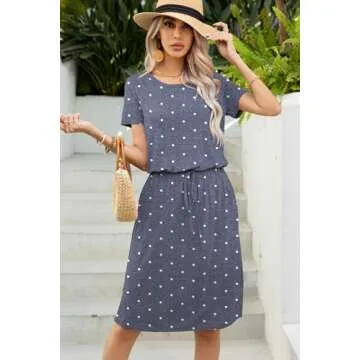 Levaca Women's Midi Sundress with Pocket in Polka Dots