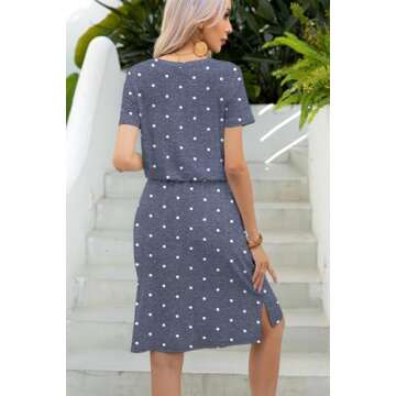 Levaca Women's Midi Sundress with Pocket in Polka Dots