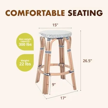 Stylish KOUBOO Rattan Bistro Backless Counter Stool