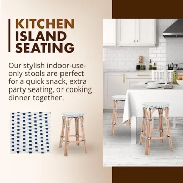 Stylish KOUBOO Rattan Bistro Backless Counter Stool