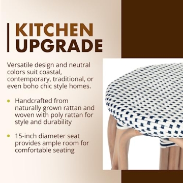 Stylish KOUBOO Rattan Bistro Backless Counter Stool