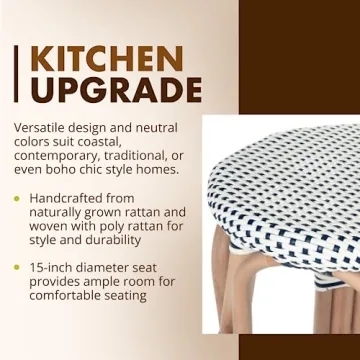 Stylish KOUBOO Rattan Bistro Backless Counter Stool