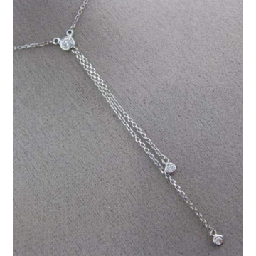 Stunning 14KT White Gold Lariat Necklace with Diamonds
