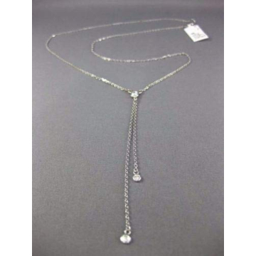 Stunning 14KT White Gold Lariat Necklace with Diamonds