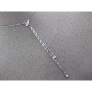 Stunning 14KT White Gold Lariat Necklace with Diamonds