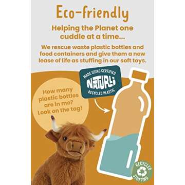 Living Nature Small Highland Cow Stuffed Animal | Fluffy Farm Animal | Soft Toy Gift for Kids | 6 inches