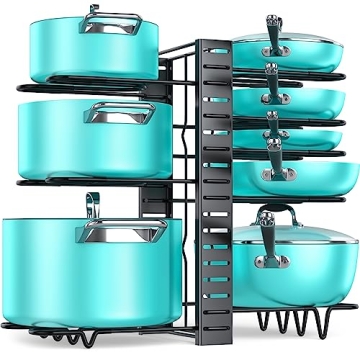 MUDEELA Adjustable 8-Tier Pots and Pans Organizer Rack
