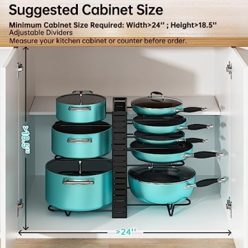 MUDEELA Adjustable 8-Tier Pots and Pans Organizer Rack