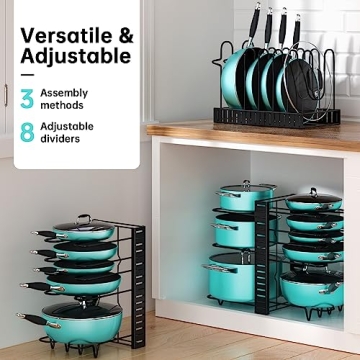 MUDEELA Adjustable 8-Tier Pots and Pans Organizer Rack