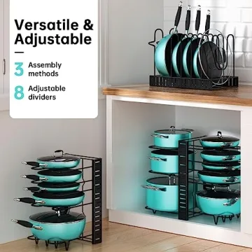 MUDEELA Adjustable 8-Tier Pots and Pans Organizer Rack
