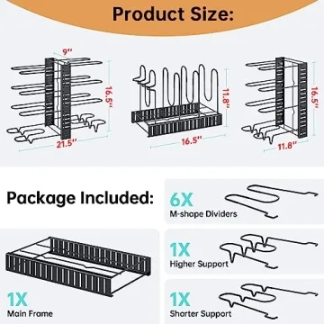 MUDEELA Adjustable 8-Tier Pots and Pans Organizer Rack