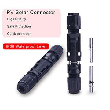 Slocable Solar Panel Connector, 10mm 8AWG 1500V IP68 Waterproof 70A PV Plug Tinned Copper Pins,5 Pairs