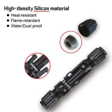 Slocable Solar Panel Connector, 10mm 8AWG 1500V IP68 Waterproof 70A PV Plug Tinned Copper Pins,5 Pairs