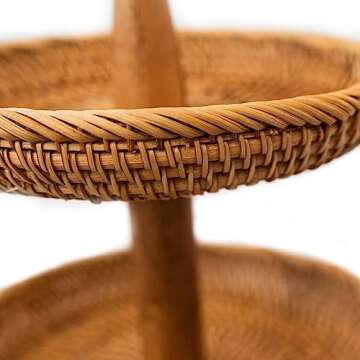 LiLaCraft 3-Tier Rattan Serving Trays for Chic Entertaining