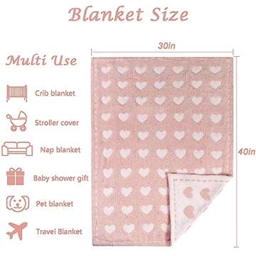 Kid Nation Baby Blankets for Girls Boys Toddler Double-Sided Heart Blanket,40"X 30"Soft Plush Crib B...