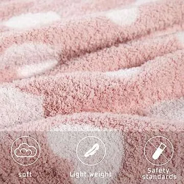 Kid Nation Baby Blankets for Girls Boys Toddler Double-Sided Heart Blanket,40"X 30"Soft Plush Crib Blanket Fluffy Baby Quilt Newborn Stroller Blanket,Rose Pink