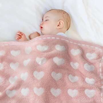 Kid Nation Baby Blankets for Girls Boys Toddler Double-Sided Heart Blanket,40"X 30"Soft Plush Crib Blanket Fluffy Baby Quilt Newborn Stroller Blanket,Rose Pink