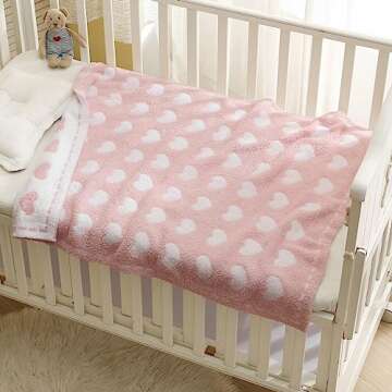 Kid Nation Baby Blankets for Girls Boys Toddler Double-Sided Heart Blanket,40"X 30"Soft Plush Crib Blanket Fluffy Baby Quilt Newborn Stroller Blanket,Rose Pink