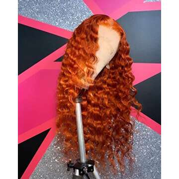 GIANNAY Ginger Lace Front Wigs for Women Long Loose Curly Wave Orange Lace Wig Ginger Color Wigs for Black Women (Ginger lace front wig 24")