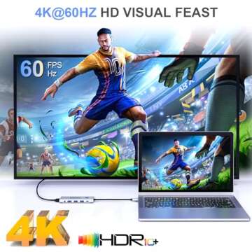 USB C Hubs, 9-in-1 USB C Adapters with 4K@60Hz HDMI, 100W PD, SD/TF Card Readers, USB 3.0/C Data Por...