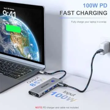 USB C Hubs, 9-in-1 USB C Adapters with 4K@60Hz HDMI, 100W PD, SD/TF Card Readers, USB 3.0/C Data Port and Audio Port, Mac Dongles for Type-C Device, MacBook Pro/Air, Dell, Lenovo, HP Laptops (Silver)