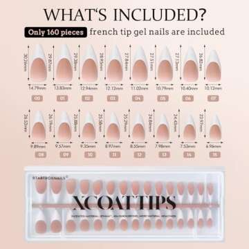 BTArtboxnails French Gel Nail Tips - French Tip Press on Nails Brown Long Stiletto XCOATTIPS, Fake Nails for Nail Art DIY Valentines Day Gift