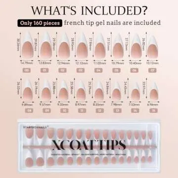 BTArtboxnails French Gel Nail Tips - French Tip Press on Nails Brown Long Stiletto XCOATTIPS, Fake Nails for Nail Art DIY Valentines Day Gift