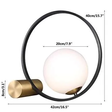 KCO Lighting Mid Century Modern Nightstand Lamp - Stylish Black Globe Table Lamp for Living Room and...