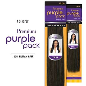 2-PACK DEALS ! Outre Human Hair Weave Premium Purple Pack Yaki, 1, Size 10.0