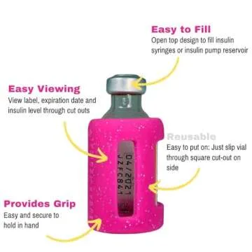 Sugar Medical Insulin Vial Protective Sleeve. Silicone Cover to Protect Your Insulin Vial from Break...