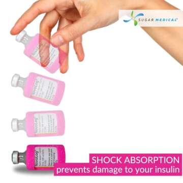 Sugar Medical Insulin Vial Protective Sleeve. Silicone Cover to Protect Your Insulin Vial from Breaking. Fits 10ml Insulin Brands. (Glitter Pink)