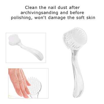 5Pcs Soft Nail Dust Cleaning Brush with Fine Handle Grip, Portable Nail Art Fingernail Scrub Cleaning Brushes, Manicure DIY Nail Tool(White)