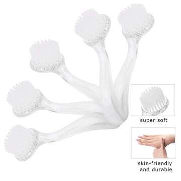 5Pcs Soft Nail Dust Cleaning Brush with Fine Handle Grip, Portable Nail Art Fingernail Scrub Cleaning Brushes, Manicure DIY Nail Tool(White)