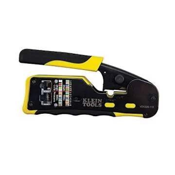 Klein Tools VDV501-851 Cable Tester Kit & Impact Punchdown Tool with 66/110 Blade & Klein Tools VDV226-110 Ratcheting Modular Data Cable Crimper/Wire Stripper/Wire Cutter