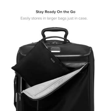 TUMI - Just In Case Foldable Backpack - Lightweight, Compact Travel Backpack - For One Bag Travel - 15.5" X 12.3" X 4.5" - Black with Gunmetal Hardware