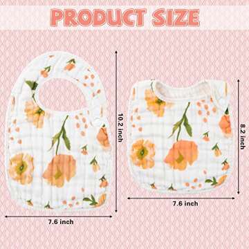 Zainpe 6Pcs Snap Muslin Cotton Bibs for Baby, Flamingo Star Flower Machine Washable Adjustable Burp ...