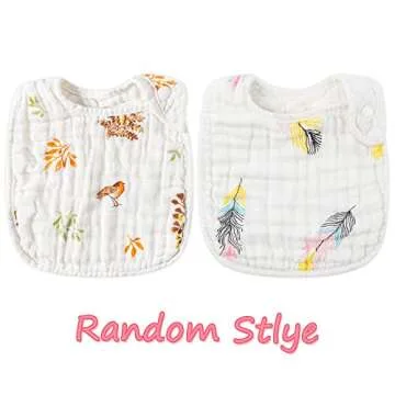 Zainpe 6Pcs Snap Muslin Cotton Bibs for Baby, Flamingo Star Flower Machine Washable Adjustable Burp Cloths with 6 Absorbent Soft Layers for Infant Newborn Toddler Drooling Feeding and Teething