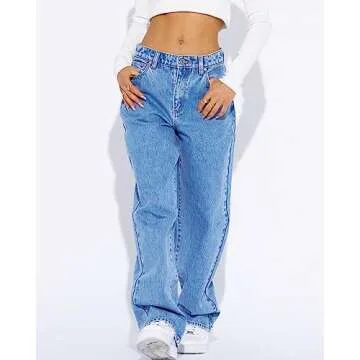 Cicy Bell Women's Baggy Boyfriend Jeans High Waisted Straight Leg Mom Loose Denim Pants with Pockets...