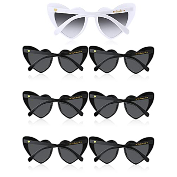TOODOO 7 Pairs Vintage Heart Shaped Sunglasses for Women Rimless Heart Glasses for Bridal Bacheloret...