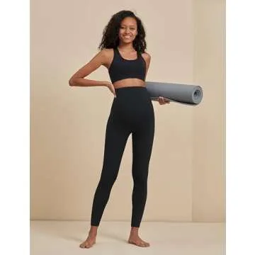 POSHDIVAH Women's Maternity Workout Leggings Over The Belly Pregnancy Yoga Pants with Pockets Soft Active Wear Work Pants Black XX-Large