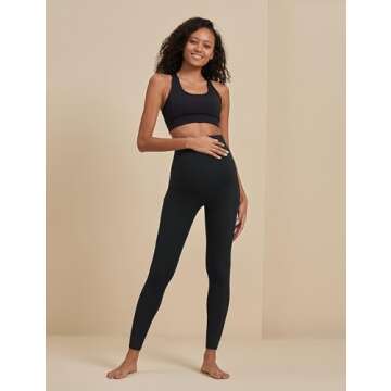 POSHDIVAH Women's Maternity Workout Leggings Over The Belly Pregnancy Yoga Pants with Pockets Soft Active Wear Work Pants Black XX-Large