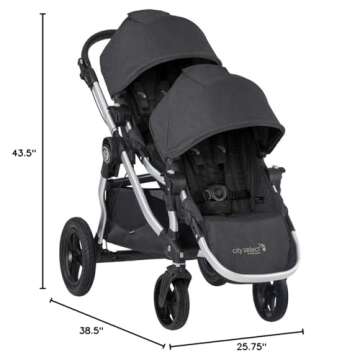 Baby Jogger City Select Double Stroller | Baby Stroller with 16 Ways to Ride, Included Second Seat | Quick Fold Stroller, Jet