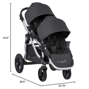 Baby Jogger City Select Double Stroller | Baby Stroller with 16 Ways to Ride, Included Second Seat | Quick Fold Stroller, Jet