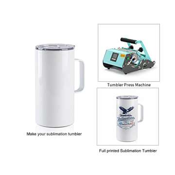 PYD Life 4 Pack Sublimation Blank Tumblers 20 OZ White Mugs with Handle,Stainless Steel Coffee Travel Cups with Sliding Lid for Mug Tumbler Heat Press Sublimation Oven Printing