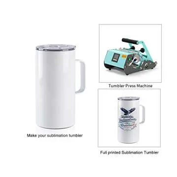 PYD Life 4 Pack Sublimation Blank Tumblers 20 OZ White Mugs with Handle,Stainless Steel Coffee Travel Cups with Sliding Lid for Mug Tumbler Heat Press Sublimation Oven Printing