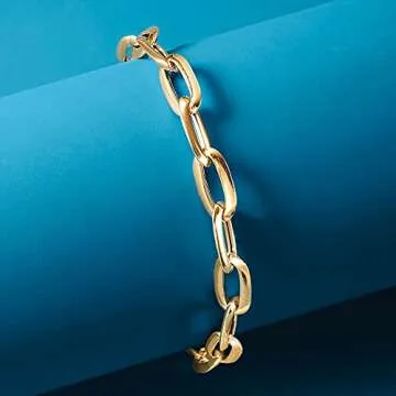 Ross-Simons Italian 14kt Yellow Gold Paper Clip Link Bracelet. 7 inches