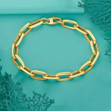 Ross-Simons Italian 14kt Yellow Gold Paper Clip Link Bracelet. 7 inches
