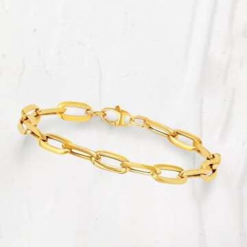 Ross-Simons Italian 14kt Yellow Gold Paper Clip Link Bracelet. 7 inches