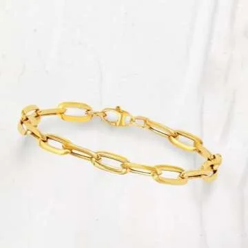 Ross-Simons Italian 14kt Yellow Gold Paper Clip Link Bracelet. 7 inches